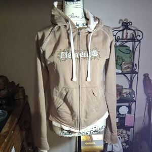 Element Light Brown Hoodie with Floral White Logo  Size Large